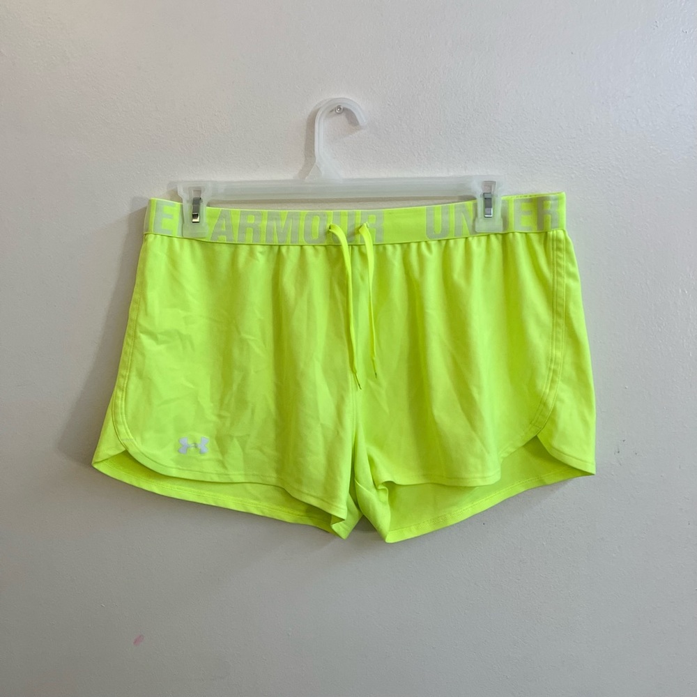 neon green under armour sport shorts